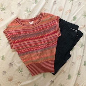 SOLD****Candie’s Knitted Multi-color Short Sleeve Top
